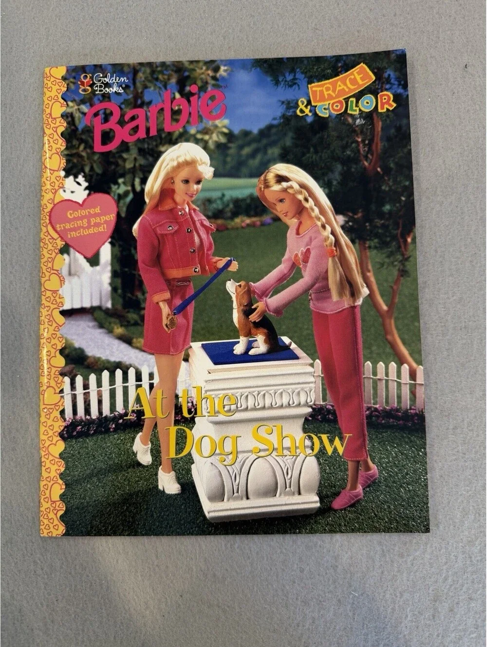 Vtg  Rare Barbie Trace & Color At The Dog Show  Book  By Golden Books Unused